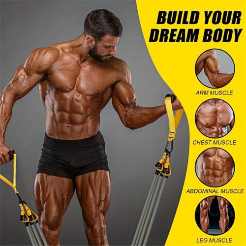 300LBS High Strength Resistance Bands Training Set Yellow 2