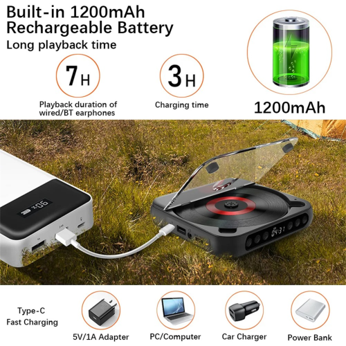 -918 CD Player Portable BT Music Player CD Runner Dustproof Cover 2