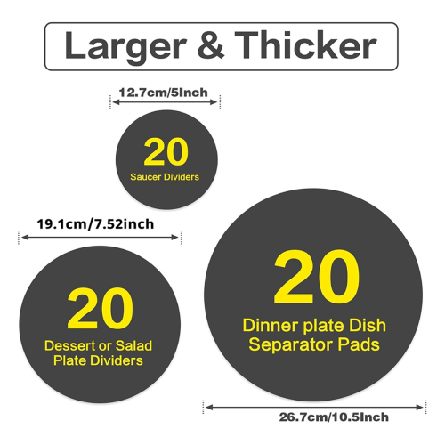 Plate Separators Storage,60pcs Thick Soft Felt Plate Dividers B 1
