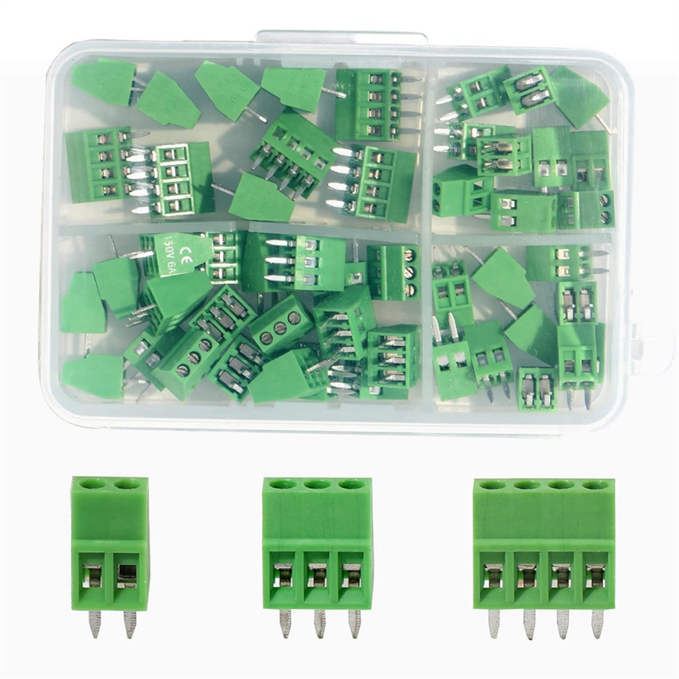 50Pcs 2.54Mm 0.1 Inch Pitch Pcb Mount Screw Terminal Block Connector 4853286965633