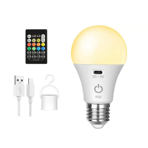 Smart RGB USB LED Bulb - Rechargeable, Dimmable Smart Bulb E27 1