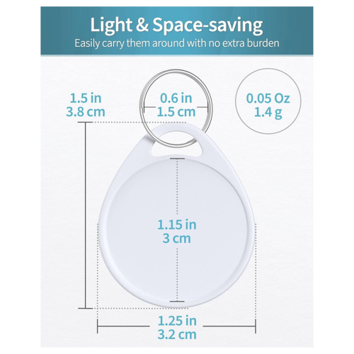 1.5Inch Tough Plastic Key Tags Round White 100PCS 1