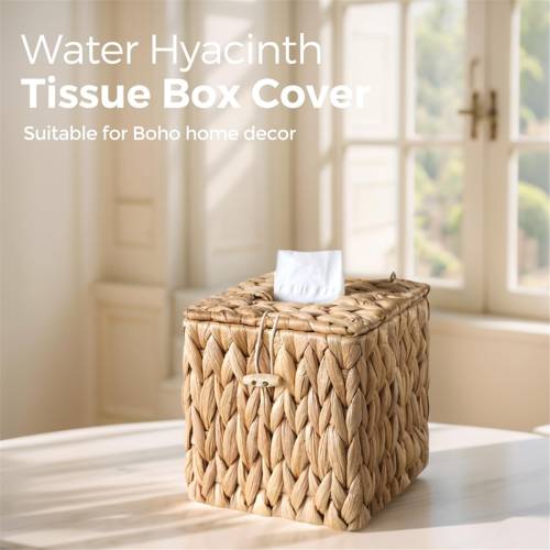 Rattan Tissue Box Cover with Lid, Tissue Box Holder Square 2