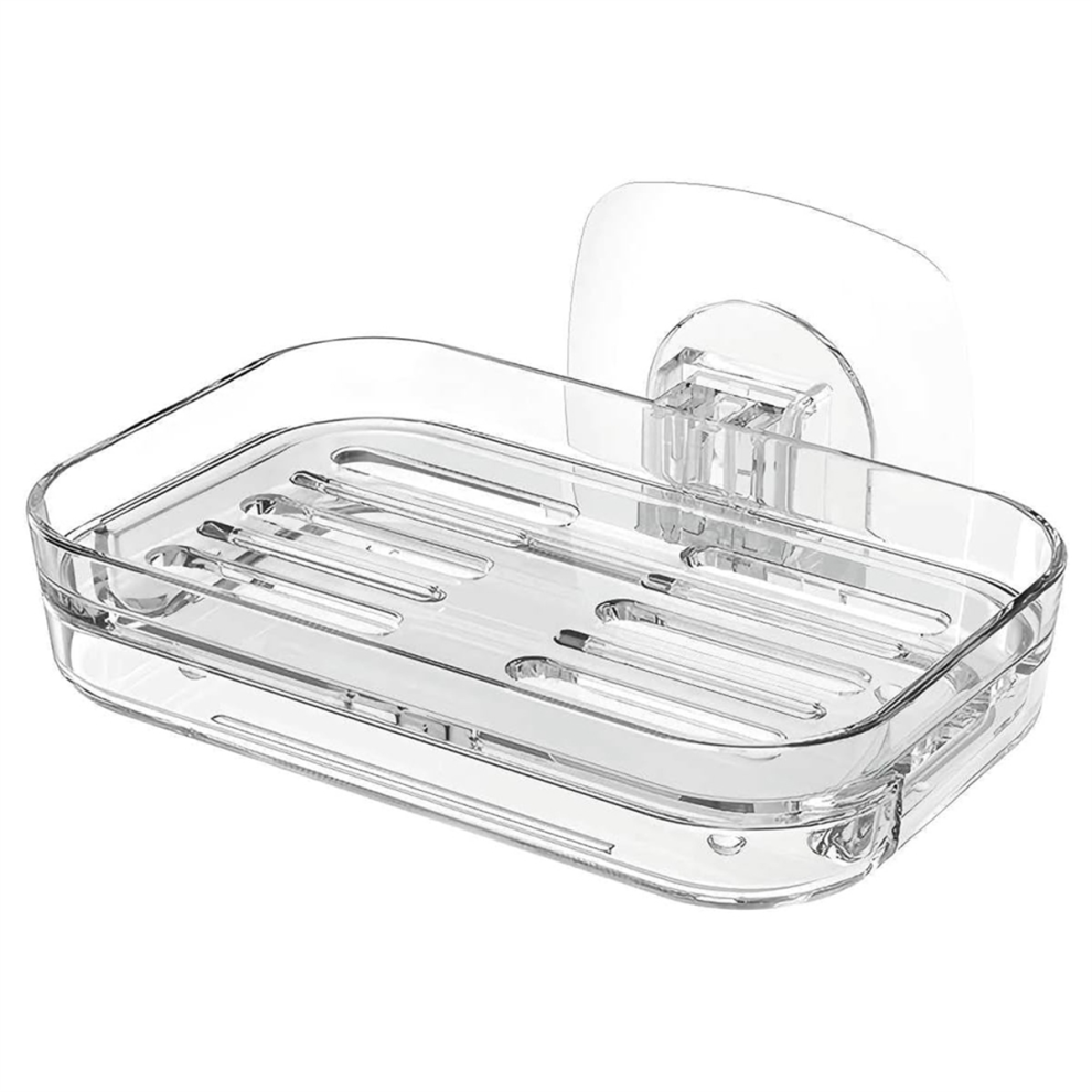 Soap Dish Clear Acrylic Adhesive Self Draining Soap Holder-image-OPC-PJZ8CQ7-NEW