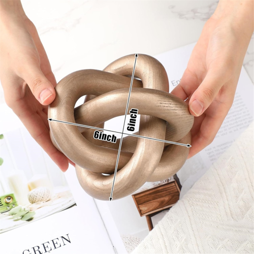 3 Link Wood Knot Decor - Hand Carved Coffee Table Decoration 1
