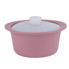 Silikon-Mikrowellen-Dampfgarer mit Griff und Deckel, rosa &