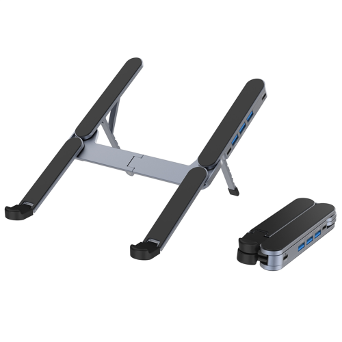 Supporto per laptop pieghevole 2 in 1 e hub USB C regolabile multiporta