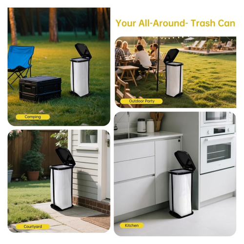 Fold Trash Can - Foldable Indoor/Outdoor 13 Gallon Garbage Bin 1