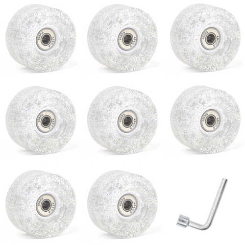 8 Pack 85A Quad Roller Skate Wheels 62 x 33mm with Bearings White