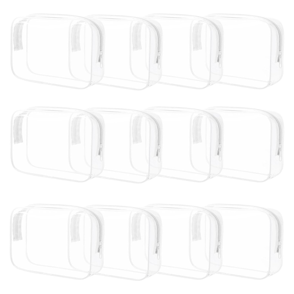 12 Pieces Clear Makeup Bags,PVC Waterproof Cosmetic Bag with Zipper