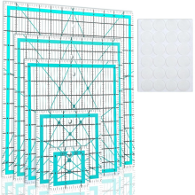 5-teiliges Set quadratischer Quiltlineale mit rutschfesten Ringen und Quiltvorlagen