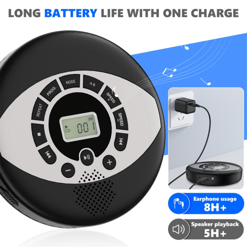 Cd Player with Speaker USB Anti-Skip Earbuds Included 2
