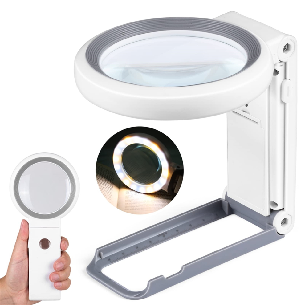 30X40X Handheld Magnifying Lenses 18LED Seniors Reading Coins