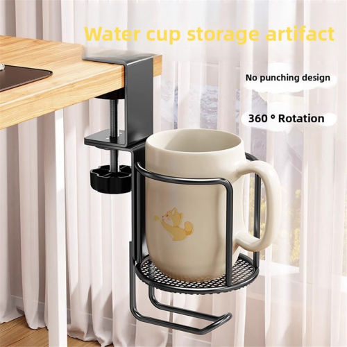 No Drill Desk Cup Holder Adjustable Upgraded Arm Clamp Stand 1