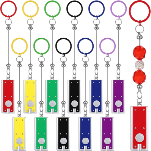 12er-Set Perlen-Schlüsselanhänger mit 12 Mini-LED-Lichtern, als Geschenkidee