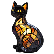 New Stained Glass Cat Lamp Cats Stained Resin 3D Cute