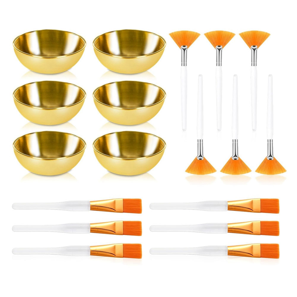 Golden/White 18 Pcs Esthetician Supplies For Facials Set Mask Cosmetic Applicators