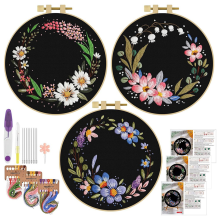 3er-Stickset, Blumenmuster – Set für Anfänger