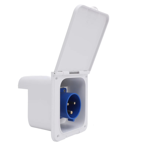 RV Power Inlet Socket 3 Pin 32A Flush Mount Waterproof Power White