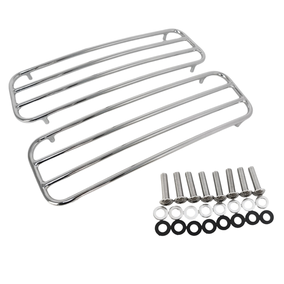 1Pair Motorcycle Chrome Hard Saddlebags Top Rails Trim For Silver 4852533701437