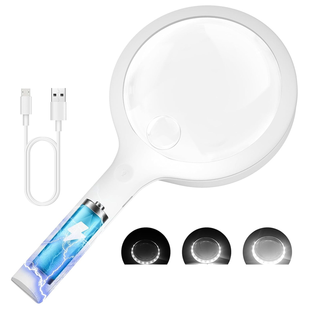 Light 30X 60X Charge Magnifying Glass With ,Handheld Magnifying Glass