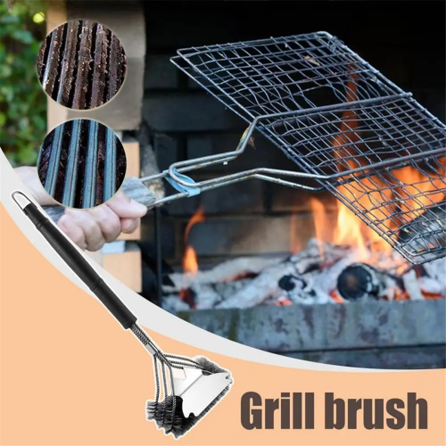 Grillbürste aus Edelstahl mit rutschfestem Griff 2