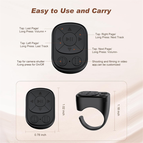 Scrolling Ring Remote Control for ,Bluetooth Page Turner Black 1