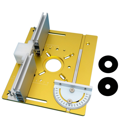 Router Lift System and Aluminum Router Table Insert Plate Gold 1
