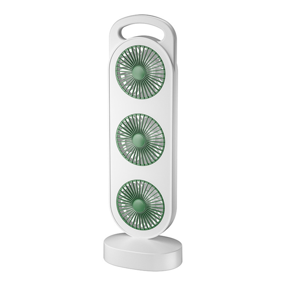 Triple Turbine Design Fan USB Charging Desktop Fan White and Green-image-OPC-PJZ8XTG-NEW