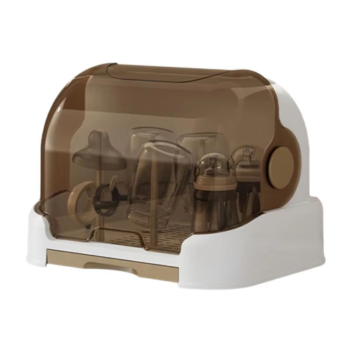 Scolabiberon portatile con coperchio antipolvere, marrone
