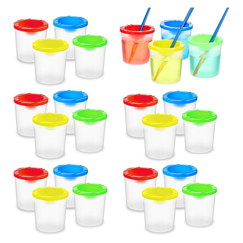 24er-Pack Farbbecher mit Deckel - zum Malen, (4 Farben) 1