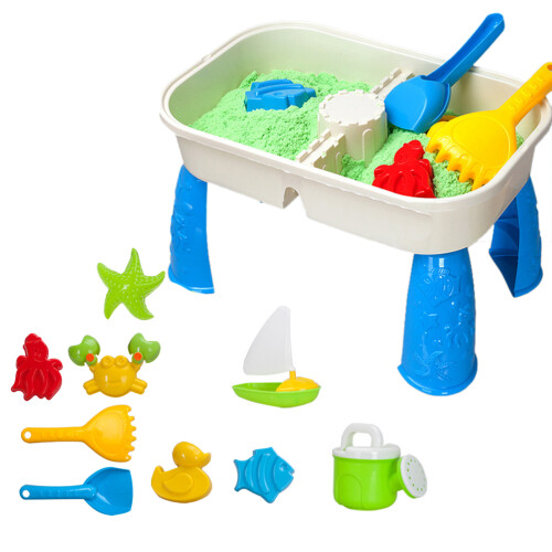 Kids Sand Water Activity Table with 9 Beach Toys