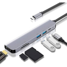 6 in 1 USB Docking Station - USB 3.1 Gen 1 (USB 3.0) Ports - SD/MicroSD Card Slot - Compact and Durable