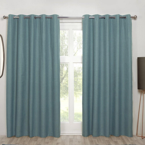 (66x72", Blue) Solid Colour Eyelet Curtains Blackout Ready Made Ring Top Cosmos