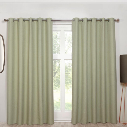 (46x54", Green) Solid Colour Eyelet Curtains Blackout Ready Made Ring Top Cosmos