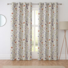 (46x72", Multi) Floral Eyelet Curtains Fully Lined Ready Made Ring Top Hampshire Flowers Multi