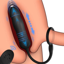 Analvibrator für Männer – Automatisch einziehbarer Analplug – Penisring und Vibrator – Prostatamassagevibrator – 6 Vibrationsmodi