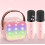 Karaoke microfoon kinderen - Bluetooth microfoon - Mini karaoke machine - Compact en draagbaar - Set met 2 microfoons - Outdoors - Family - Roze 1
