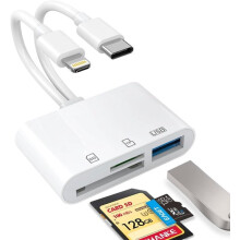 3-in-1 Card Reader - Can be connected to SD card, TF card and USB port - Compatible with Lightning to SD & TF card USB camera adapter