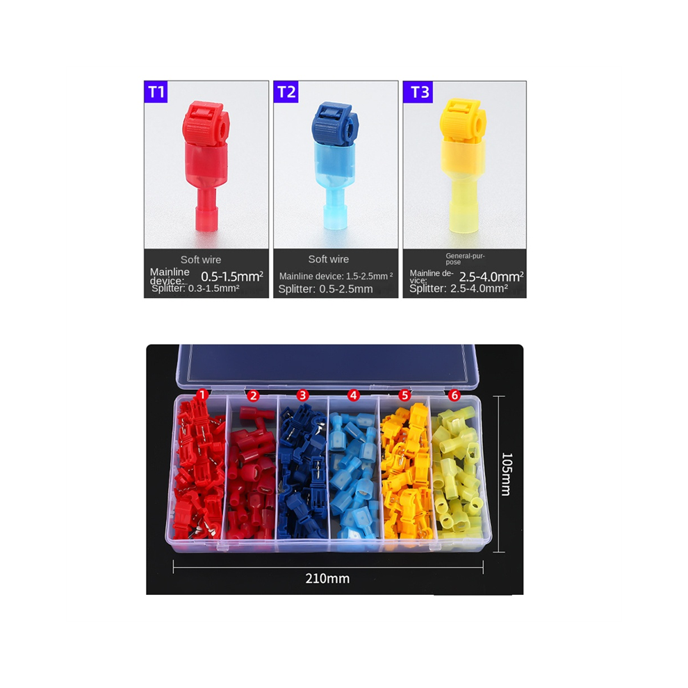 120 Pcs/60 Pairs Quick Splice Wire Terminals T-Tap Self-Stripping With Nylon Fully Insulated Male Disconnects 4852097228401