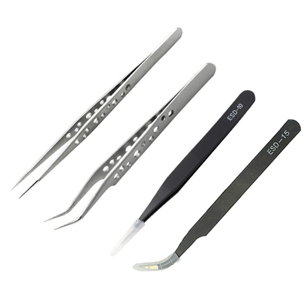 Precision Industrial Tweezers Anti-Static Magnetic Stainless Steel Set For Electronics Soldering Maintenance Tauoh