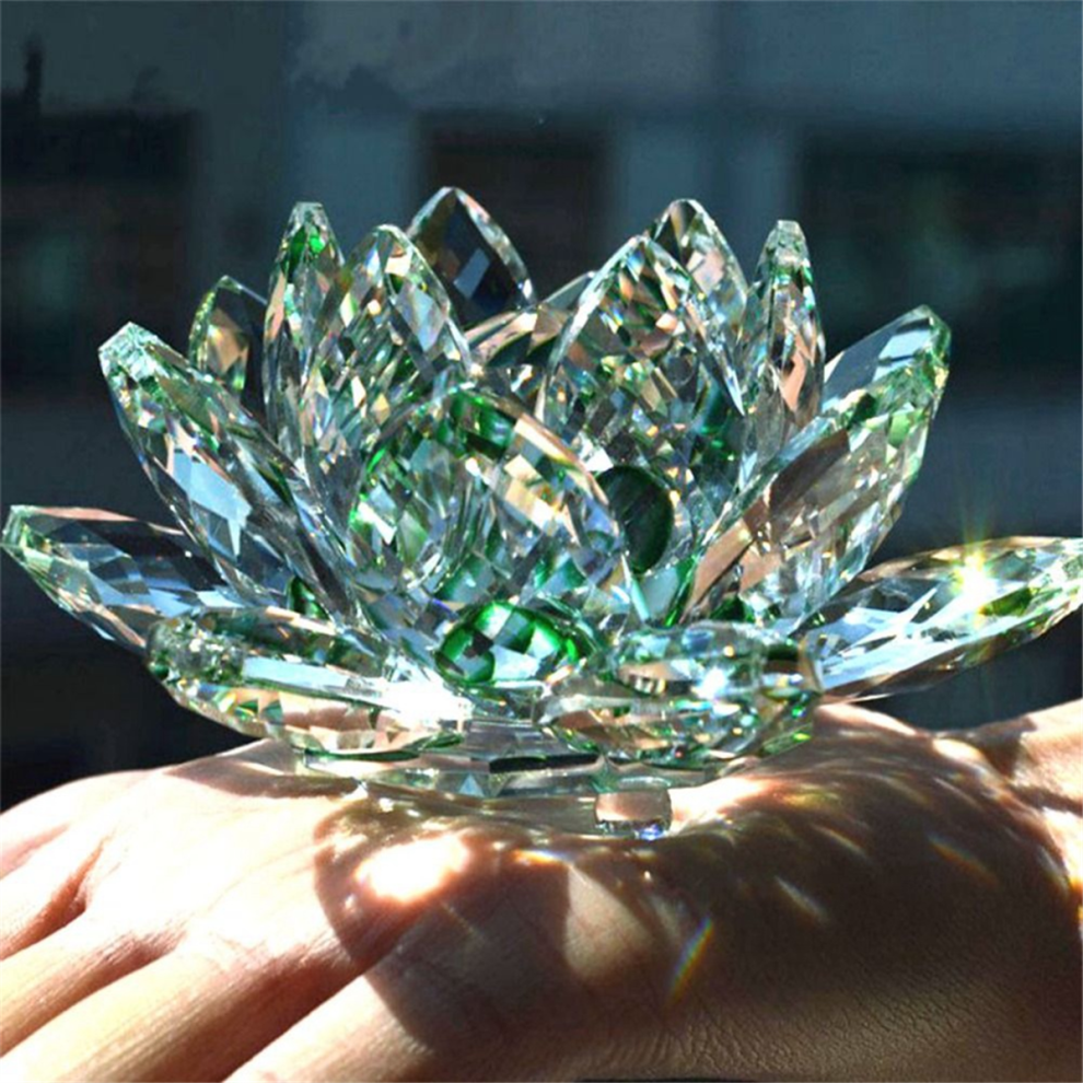 Tauoh F Crystal Lotus Flower Figurine Valentine Wedding Decor Glass Craft Collection Paperweight Table Ornaments Souvenir Gift