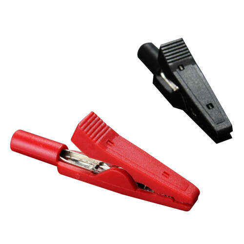 2X Insulated Alligator Clip Connector Clamp Testing Probe Red+Black 1
