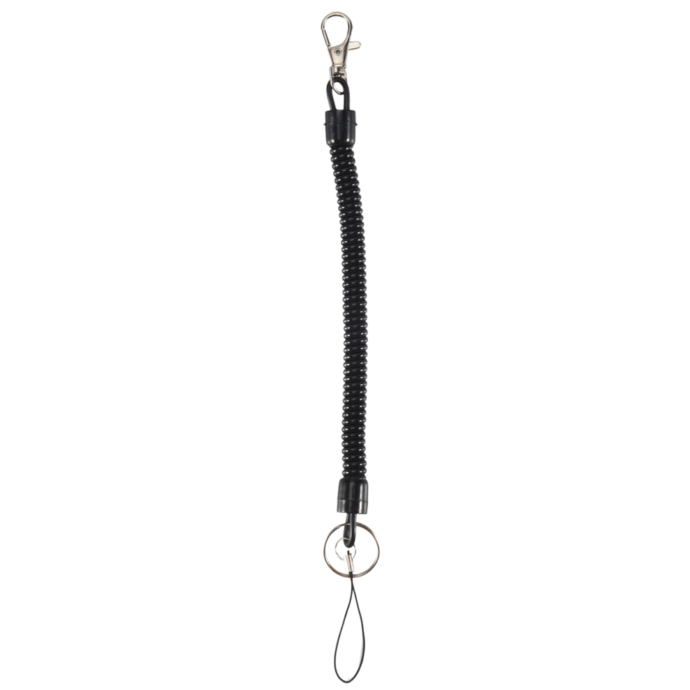 Lobster Clasp Spring Stretchy Coil Cord Strap Keychain Key Chain Rope Black 4852097233894