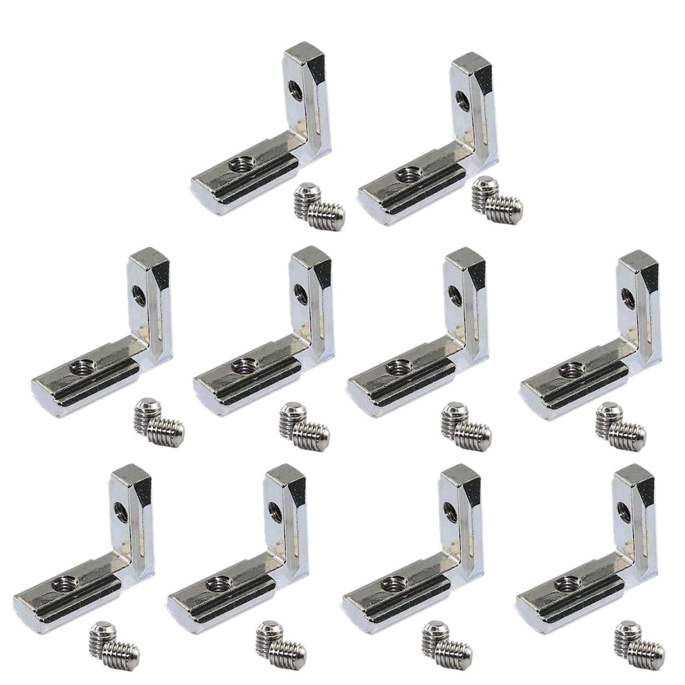 20Pcs T Slot L-Shape Interior Inside Corner Connector Joint Bracket For Aluminum Extrusion Profile 2020 Series 6Mm 4852097231814
