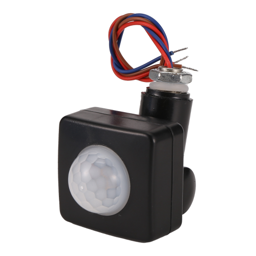 220V Mini Human Body Infrared Sensor Switch LED Flood Light PIR Motion Adjustable Black