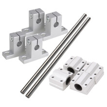 Horizontal 8mm Dia Linear Motion Ball Bearing Slide Bushing 200mm Shaft Optical with Rod Rail Support Set