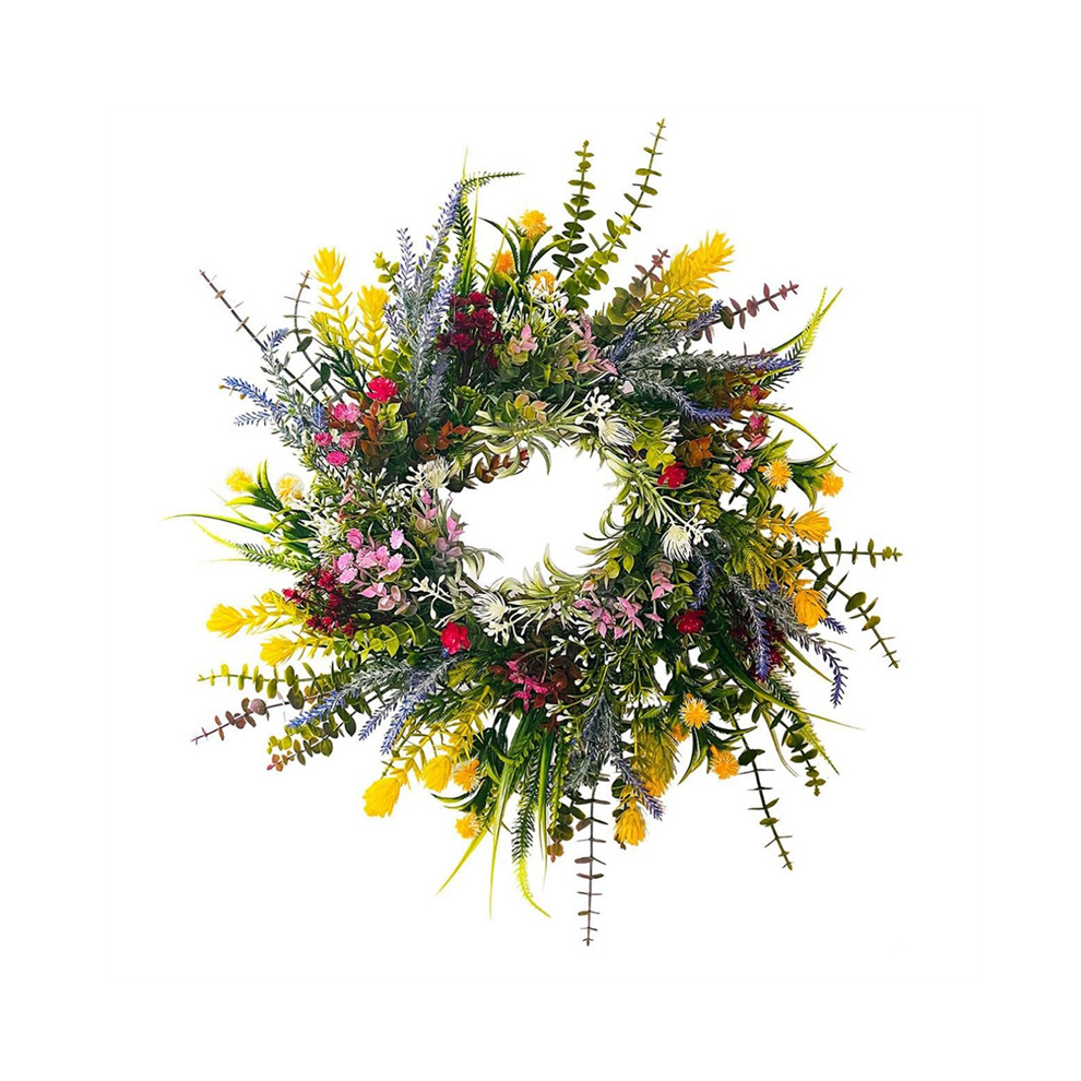 Tauoh Spring Wreaths For Front Door 18In Outside Welcome Summer Flowers Weatherproof Greenery All Seasons Round Lavender