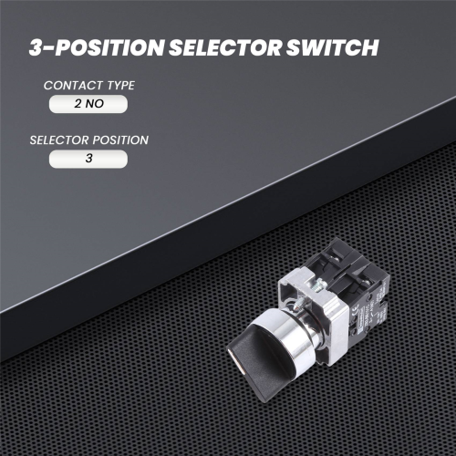 22mm Latching 2 NO 3-Position Rotary Selector Select Switch ZB2-BE101C Black 2