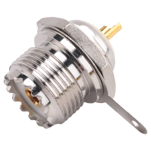 Conector hembra SO239 UHF para panel de soldadura, recto, plateado 1